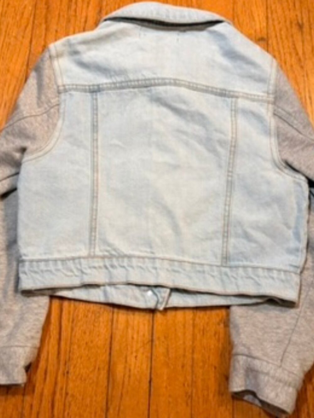 C’ESTTOI Cropped Denim Jacket Knit Sleeve Y2K Streetwear Small - Picture 8 of 11
